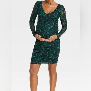 Isabel Maternity Women's Mesh Mini Bodycon Dress Long Sleeve